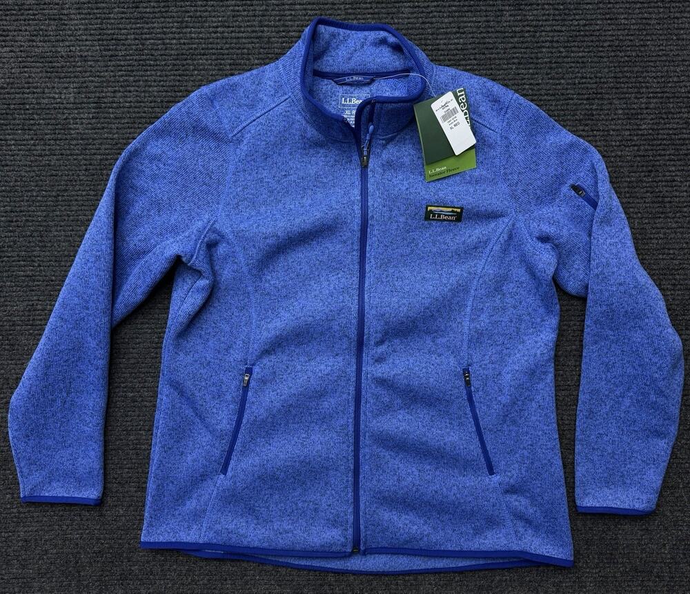 L.L. Bean Sweater Fleece Jacket Womens XL Blue Arctic Full Zip Pockets Warm